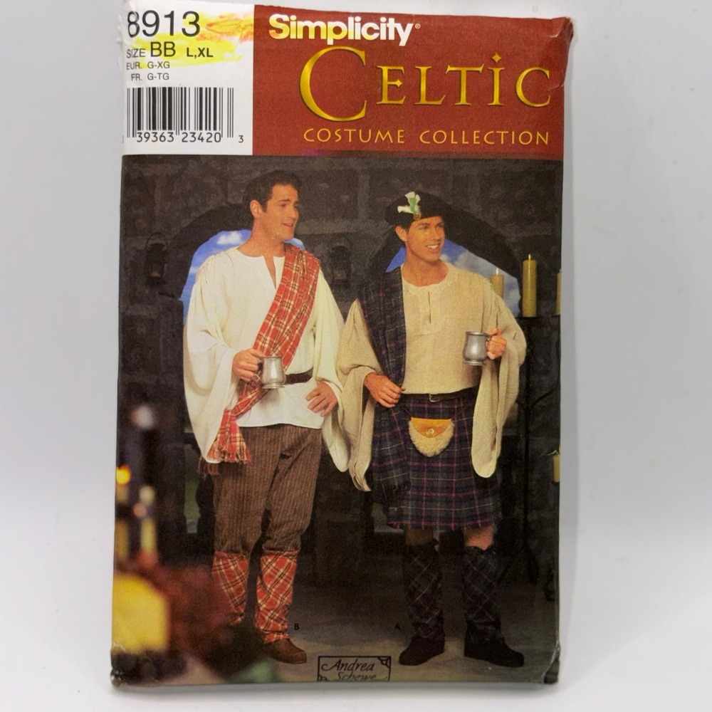 Simplicity L,XL Mens Celtic Costume Collection 8913 Highland Kilt‎ Ren Faire DIY